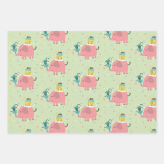 cadeau papier olifant giraf aap ラッピングペーパーシート