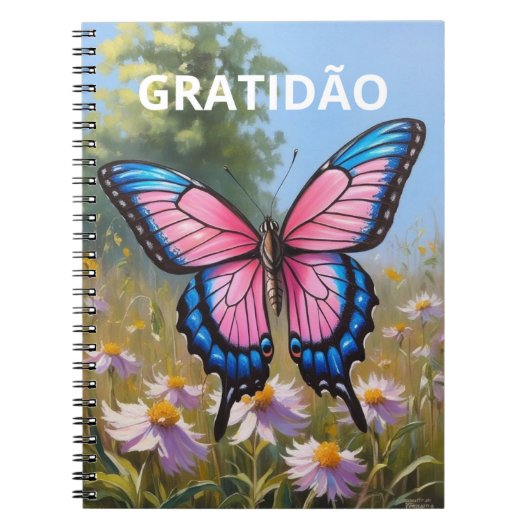 Caderno (80 Páginas, P&B) Borboleta ノートブック (正面)