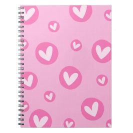 Caderno de Espiral com Padrão de Corações Rosa ノートブック