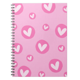 Caderno de Espiral com Padrão de Corações Rosa ノートブック
