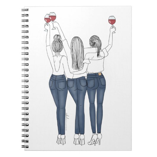Caderno Desenho Amigas com Vinho ノートブック (正面)