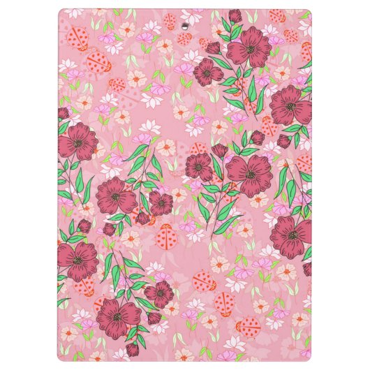 Caderno Espiral com Flores e joaninhas クリップボード (裏面)