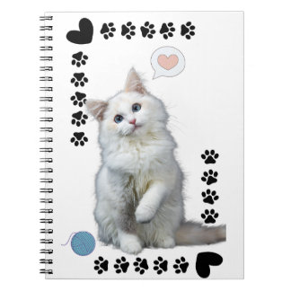 Caderno Espiral com Foto Gatinho Branco ノートブック