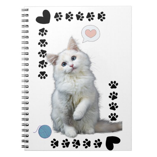 Caderno Espiral com Foto Gatinho Branco ノートブック (正面)