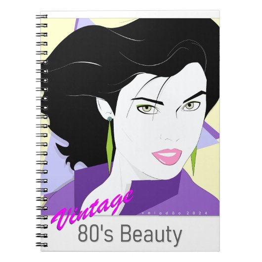 Caderno Espiral - com rosto de mulher 80s Style ノートブック (正面)