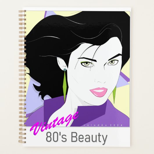 Caderno Espiral - com rosto de mulher 80s Style プランナー手帳 (正面)