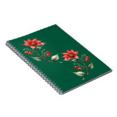 Caderno Espiral Natal verde e flores vermelhas ノートブック (右側)