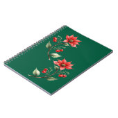 Caderno Espiral Natal verde e flores vermelhas ノートブック (左側)