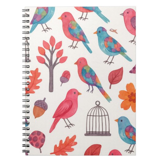 Caderno Espiral Pássaros e Flores DESING ノートブック (正面)