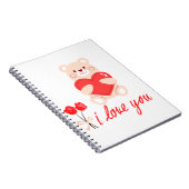 caderno espiral urso romântico com coração ノートブック (右側)