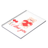 caderno espiral urso romântico com coração ノートブック (左側)