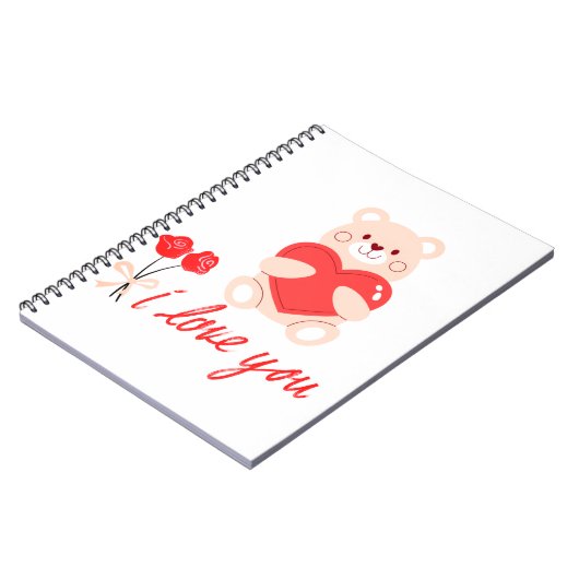 caderno espiral urso romântico com coração ノートブック (左側)