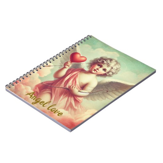 caderno personalizado anjo cupido com coração ノートブック (左側)