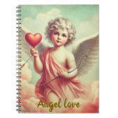 caderno personalizado anjo cupido com coração ノートブック (正面)