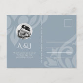 Cadetグレークラシックのスクリプトウェディング日付の保存 案内ポストカード (裏面)