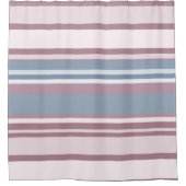 Cadet Grey and Desaturated Rose Stripes シャワーカーテン (正面)