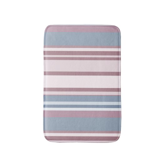 Cadet Grey and Desaturated Rose Stripes バスマット (正面縦)