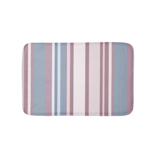 Cadet Grey and Desaturated Rose Stripes バスマット (正面)