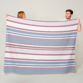 Cadet Grey and Desaturated Rose Stripes フリースブランケット