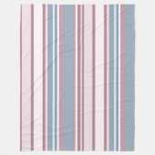 Cadet Grey and Desaturated Rose Stripes フリースブランケット (正面)