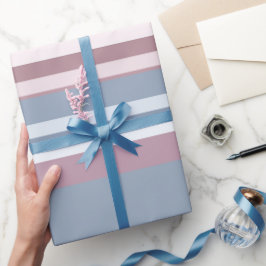 Cadet Grey and Desaturated Rose Stripes ラッピングペーパー