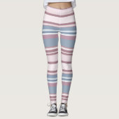 Cadet Grey and Desaturated Rose Stripes レギンス (正面)