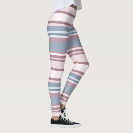 Cadet Grey and Desaturated Rose Stripes レギンス (右)