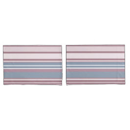 Cadet Grey and Desaturated Rose Stripes 枕カバー