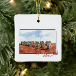 Cadillac Ranch, Amarillo,テキサス州・クリスマス・オーナメント セラミックオーナメント