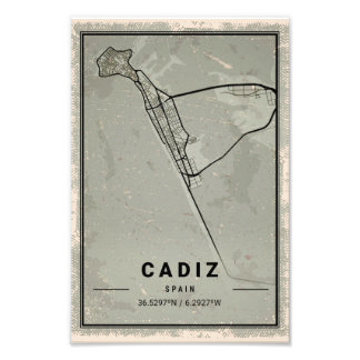Cadiz map print poster canvas | Spain フォトプリント