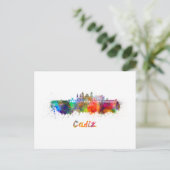 Cadiz skyline in watercolor ポストカード (スタンド正面)