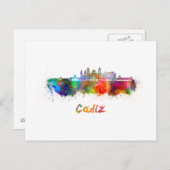 Cadiz skyline in watercolor ポストカード (正面/裏面)