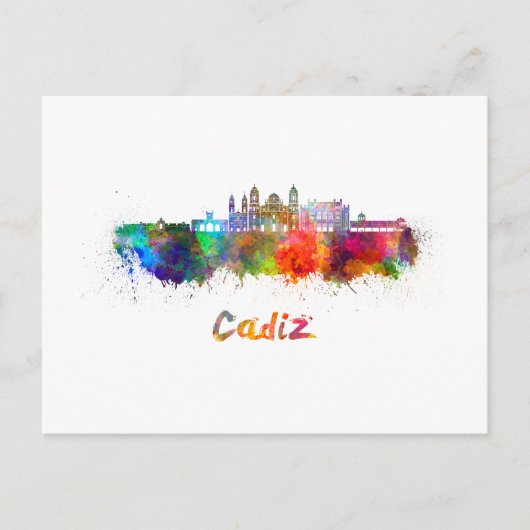 Cadiz skyline in watercolor ポストカード (正面)