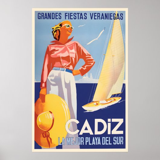 Cadiz Spain Travel Poster Vintage Andalusia Wall ポスター (正面)