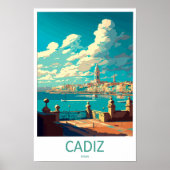 Cadiz Travel Print Wall Art Cadiz Wall Hanging Hom ポスター (正面)