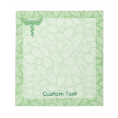 Caduceusと葉バックグラウンドメモ帳 ノートパッド (正面)