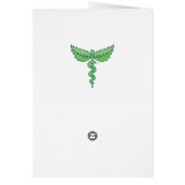 Caduceusと葉背景はがき (裏面)