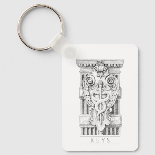 CADUCEUSアルミニウム長方形キーチェーン キーホルダー (正面)