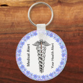 Caduceusカスタマイズ可能な医療アラート キーホルダー (正面)