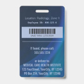 CaduceusクロムダークホログラフィックメディカルフォトID バッジ (Back)