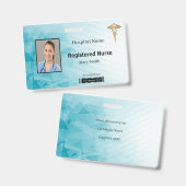 CaduceusジオメトリックメディカルフォトID バッジ (表裏)