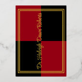 Caduceus医学部卒業，赤/黒 箔招待状 (裏面)