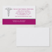 Caduceus名刺、明るい赤紫色 名刺 (正面/裏面)