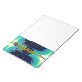 CADUCEUS、金ゴールド鮮やかアメジストティール（緑がかった色）青、白 ノートパッド (アングル)