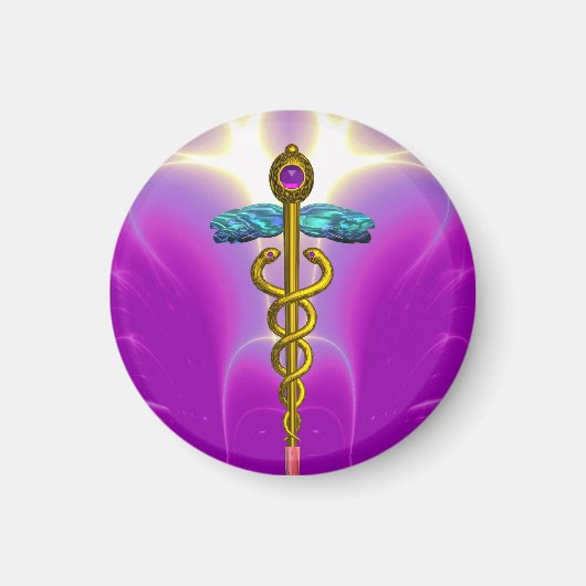 CADUCEUS 、鮮やか金ゴールドアメジスト マグネット (正面)