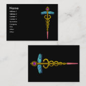 CADUCEUS、鮮やか金ゴールドピンク青ブラック 名刺 (正面/裏面)