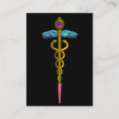 CADUCEUS、鮮やか金ゴールドピンク青ブラック 名刺 (裏面)