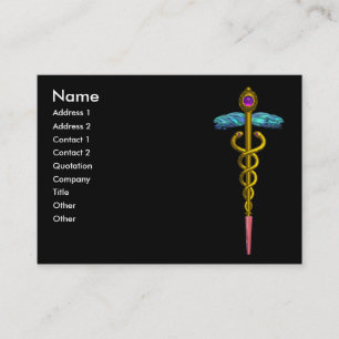 CADUCEUS、鮮やか金ゴールドピンク青ブラック 名刺