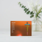 CADUCEUS AGATE鮮やか、金ゴールドピンク黄色オレンジ 名刺 (スタンド正面)