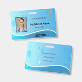 Caduceus Blue医療ハートビートフォトID バッジ (表裏)